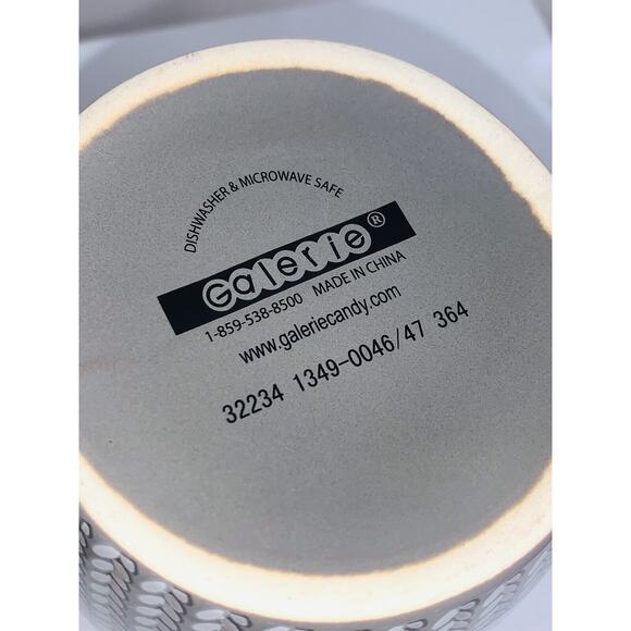 Mug Sock Monkey Galerie Double Handle Gray Ceramic Coffee Tea Cocoa Cup 16Oz EUC - Picture 5 of 6